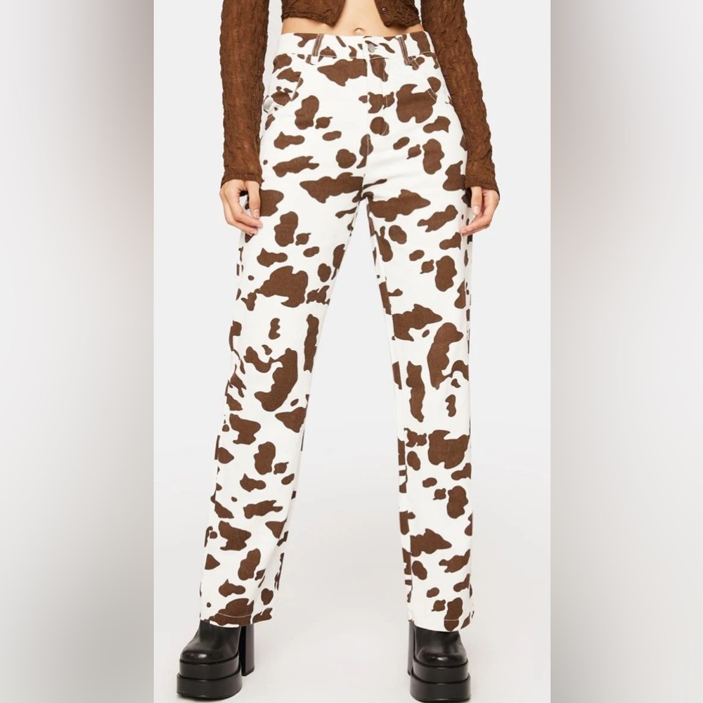 BNWT Princess Polly We Wild Cow Print Pants size 2 - Picture 2 of 9